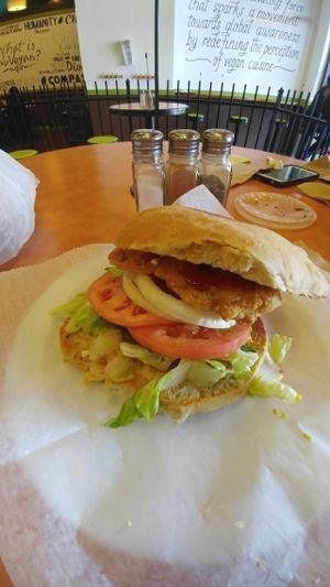 fried chix sandwich at NuVegan in College Park