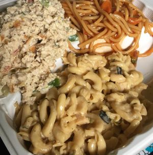tuna salad, chicken salad and Asian style noodles at NuVegan in College Park