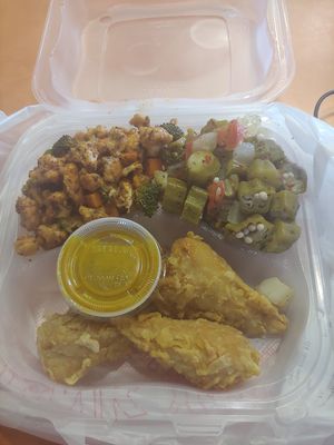 Drummies, Tomato and Okra, and Floret Fusion Salad at NuVegan in College Park