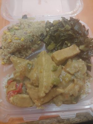 Curry Tofu, collards, and quinoa salad at NuVegan in College Park