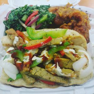 Steak & Cheese Sub with sweet potatoes and red wine kale at NuVegan in College Park