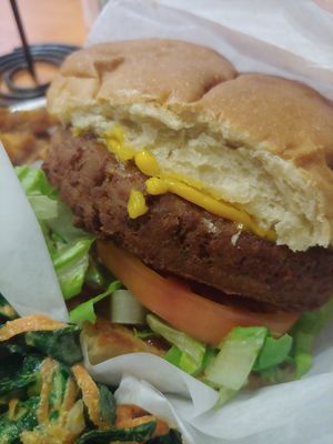Vegan cheeseburger at NuVegan in College Park