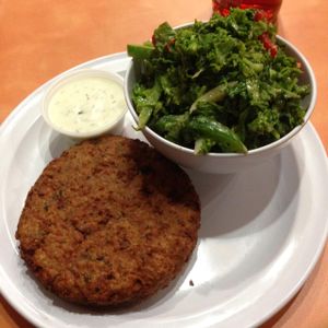 Crab cake & red wine kale at NuVegan in College Park