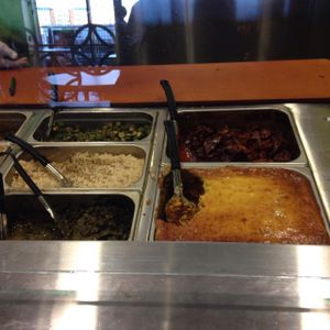 Hot bar choices at NuVegan in College Park