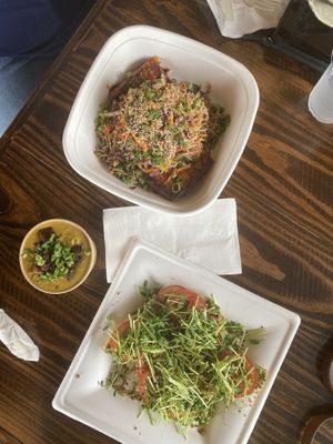 Asian Soba Noodle Bowl, Baked Potato Soup, and Avocado Bagel- amazing!  at Fruits & Roots in Stuart
