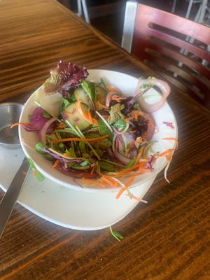 Half way through my garden salad at Fruits & Roots in Stuart