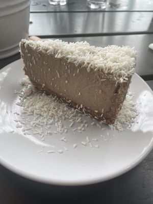 Toasted coconut coffee cheesecake  at Fruits & Roots in Stuart