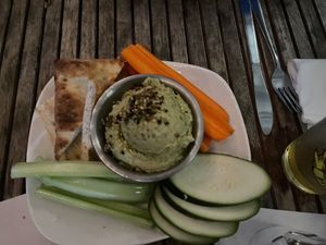 Hummus plate  at Fruits & Roots in Stuart