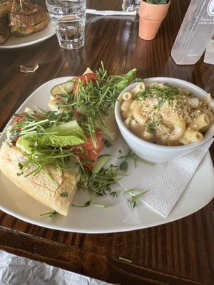 Garden sub with mac and cheese   at Fruits & Roots in Stuart