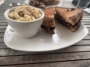 Smokey sweet sammie with Mac and cheesee  at Fruits & Roots in Stuart