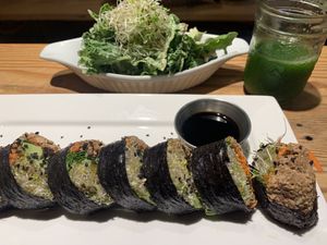 Walnut row, kale salad and the all green juice  at Eternal Abundance in Vancouver