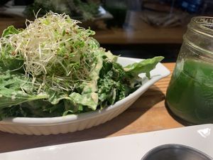  Kale salad and the all green juice at Eternal Abundance in Vancouver