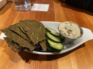 Crackers and dip  at Eternal Abundance in Vancouver