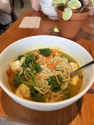 Curry noodle dish  at Eternal Abundance in Vancouver