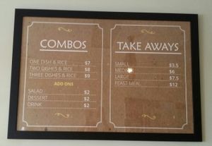 menu 1 at Hare Krishna Food For Life in Fortitude Valley