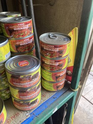 Canned foods sold  at Faasai Vegetarian Food - ฟ้าใส อาหารเจ in Phitsanulok