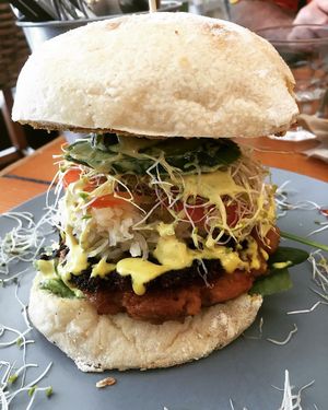 Vegan Burger at Waratah Organics in Upper Ferntree Gully