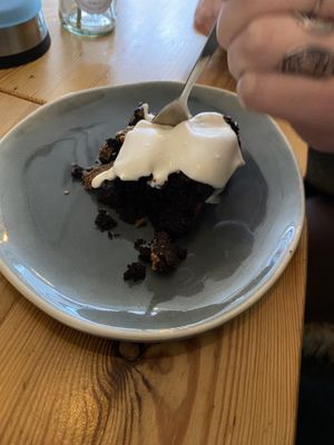 Brownie with caramel & whipped cream  at Bindicafe in Amersfoort