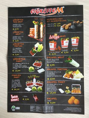 Menu as of Jul 19 at Cigköftem in Hamburg
