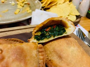 Inside an empanada at Amigos in Skopje