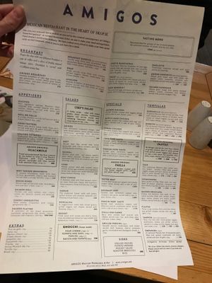 Full meal menu inside. at Amigos in Skopje