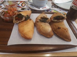 Vegan emapanadas at Amigos in Skopje