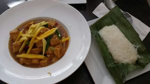 Mango tofu with sticky coconut rice at Mango Thai and Pan-Asian Cuisine  in Kingston