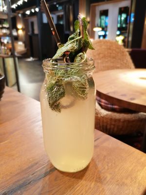 Homemade lemonade with mint and ginger at my indigo in Munich