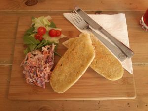 Garlic bread at The HiVe Cafe. at The HiVe Cafe in Weymouth