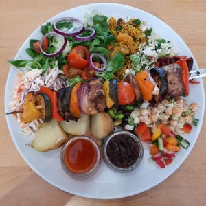 Tofu skewer (one of the deli lunch options)  at The HiVe Cafe in Weymouth