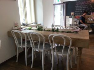 Cool table at Sweet Secret of Raw in Prague