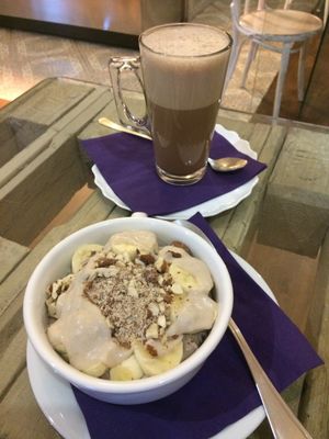 raw coconut yoghurt and raw almond cacao at Sweet Secret of Raw in Prague