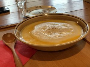 Vegan carrot soup at Phalam Cafe in Kyoto