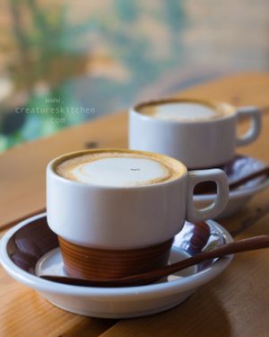 Soy cappuccinos.  at Phalam Cafe in Kyoto