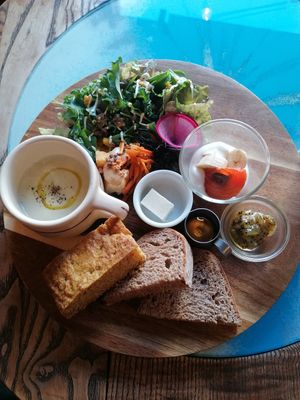 Morning special plate. Comes with a free drink, some drinks are ¥200 extra though. at Phalam Cafe in Kyoto