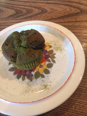 matcha and azuki beans muffin  at Phalam Cafe in Kyoto