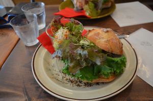 Yummy vegan burger!  at Phalam Cafe in Kyoto
