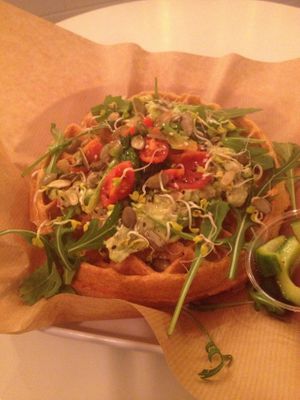 Vegan waffle at Waffle Bar in Warsaw