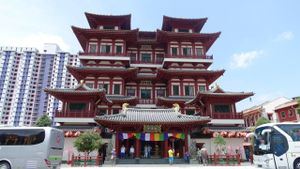 cafe is decorated at the basement of Buddha tooth relic temple at Five Insights Hall 五观食堂 in Central Singapore