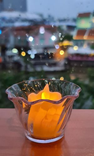 Battery candle at nomVnom Bistro - Clarke Quay in Central Singapore