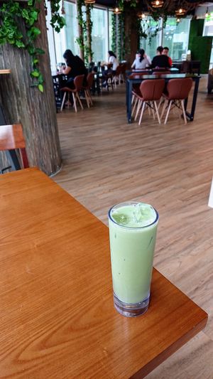 Iced matcha latte at nomVnom Bistro - Clarke Quay in Central Singapore