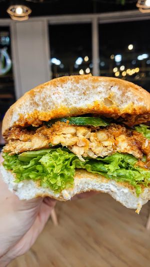 Temptation satay tempeh burger at nomVnom Bistro - Clarke Quay in Central Singapore