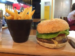 hummus burger  at nomVnom Bistro - Clarke Quay in Central Singapore