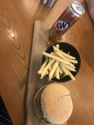 Burger and chips  at nomVnom Bistro - Clarke Quay in Central Singapore