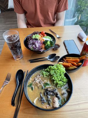 Udon and salad - don’t recommend the udon   at nomVnom Bistro - Clarke Quay in Central Singapore