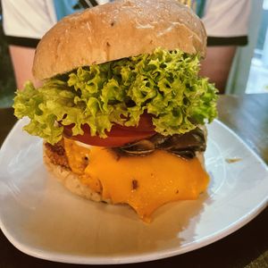 Lions Mane mushroom burger  at nomVnom Bistro - Clarke Quay in Central Singapore