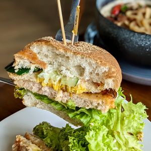Vegan Ramly Burger at nomVnom Bistro - Clarke Quay in Central Singapore