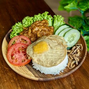 Toon Rendang Rice with Vegan Fried PlantEgg at nomVnom Bistro - Clarke Quay in Central Singapore