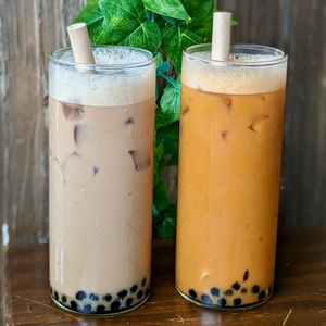 Vegan Earl Grey Black Sugar Boba Tea, Thai Boba Mylk Tea at nomVnom Bistro - Clarke Quay in Central Singapore