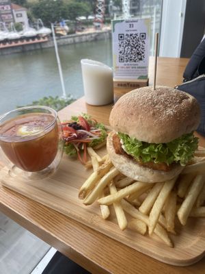 Vegan burger 🍔   at nomVnom Bistro - Clarke Quay in Central Singapore